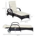 thumbnail image 2 of Chaise Longue en Rotin PE Blanc Café Foncé et Crème avec Dossier Réglable / Chaise Longue de Patio Extérieure avec Coussin et Roues - Parfaite pour Jardins et Piscines, 2 of 7