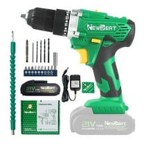 NEWBEAT Power Drill Set, 21V Cordless Drill with Battery and Charger, 3/8" Keyless Chuck, 2 Variable Speed, 25 1 Torque Setting, Power Tools for DIY