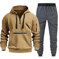 thumbnail image 3 of Sweat Outfits for Men 2 Piece Set Casual Long Sleeve Quarter Zip Hoodie Sweatshirt Tracksuit Sweatpants SweatTracksuits Jogging Suit Men Clothing, 3 of 3