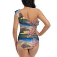 thumbnail image 5 of Easygdp Cherry Blossoms Women's One Shoulder Ruffle Monokini Bathing Suits with Removable Chest Pad, Quick Drying - Small, 5 of 8
