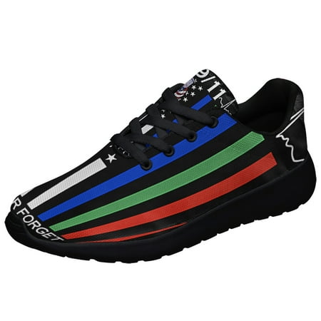 

911 Patriot Day Thin Blue Red Green September 11 Never Forget Police Firefighter Military Shoes Sneakers Black Size 12