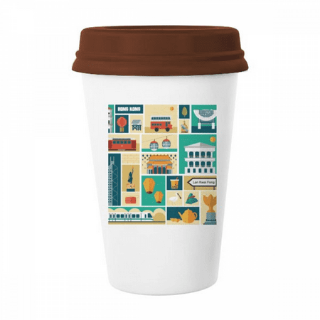 

Hong Kong Local Culture Art Deco Fashion Mug Coffee Drinking Glass Pottery Cerac Cup Lid