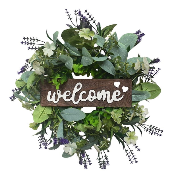 Guirnalda artificial de eucalipto de 12 pulgadas para decoración del hogar, bodas, cenas, letrero de bienvenida. Púrpura