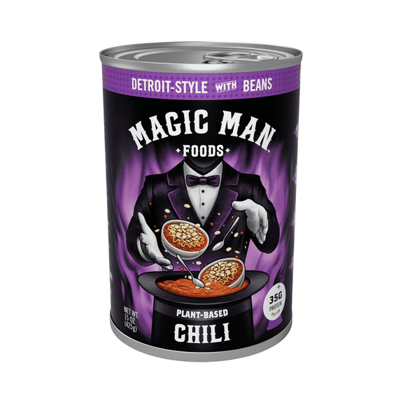 Magic Man Chili  – Plant‑Based Detroit Style with Beans Chili, 15 oz Can , Vegan, Gluten free, Soy free, Seed Oil free