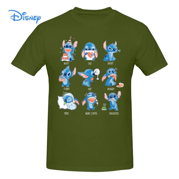 Disney Stitch Emoticon T shirt Harajuku Short Sleeve T-shirt 100% Cotton Graphics Tshirt Brands Tee Top5XL Gao Jinjia LED