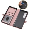 thumbnail image 5 of ELEHOLD Luxury Leather Wallet Case for Samsung Galaxy Z Fold 4 with Card Slots Kickstand Function Magnetic Detachable Shoulder Strap for Z Fold 4-Rosegold, 5 of 7