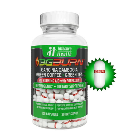 3G-BURN Extreme Fat Burning Formula - Diet Pills Thermogenic fabriqués avec des ingrédients - Proven Cliniquement Garcinia, café vert, forskoline et thé vert 120 capsules.