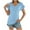 Light Blue, variant on DeHolifer T-Shirts for Women V-Neck Solid Color Short Sleeve Pleated Summer Trendy Pullover T-Shirts Army Green 2XL