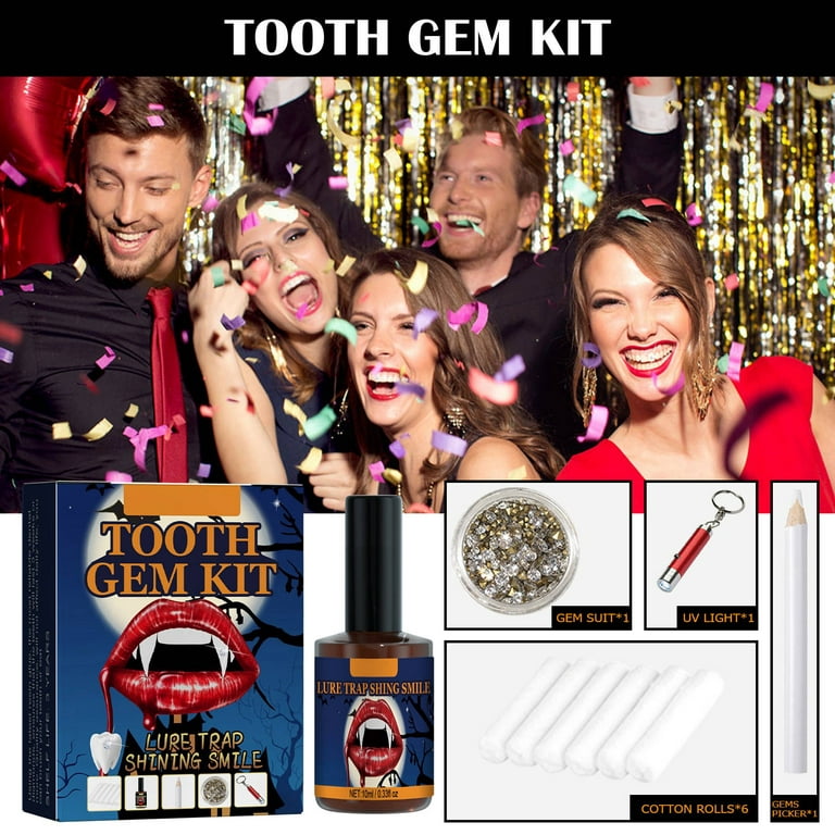Gemeg GEMEG Professional Tooth Gem Kit with Curing Light and Glue, Dental  Grade DIY Teeth Gems Kit with Glue and Light, 12 Pieces Swa
