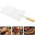 thumbnail image 4 of Vxdvou Foldable BBQ Grilling Basket for Meat, Fish, Vegetables, Stainless Steel Grill Net, Wooden Handle, Kitchen Gadgets for Outdoor BBQ, Portable Cooking Accessories, Home and Kitchen Essentials, 4 of 9