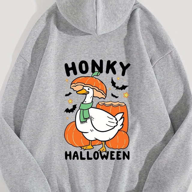 Sudaderas Con Capucha Con Estampado De Ganso De Halloween, Sudadera Con Capucha Con Cordón De Manga Larga Informal, Ropa De Mujer