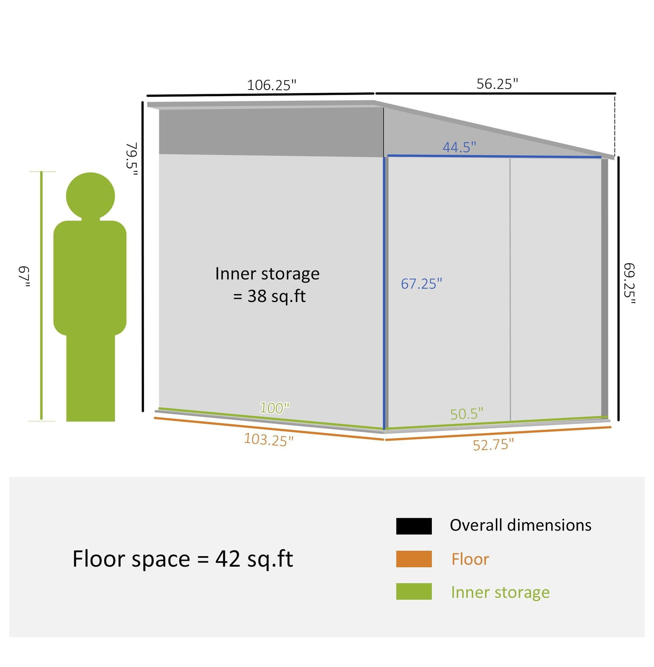 5'x9' Metal Storage Shed Outdoor, Lean To Tool House w/ Foundation, Lockable Door & Vents - Gray