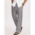 thumbnail image 3 of GENTS BLISS Linen Men Pants Elastic Waist Drawstring Pants for Men Casual Beach Men Pants with Pocket, 3 of 11