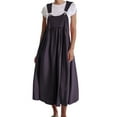 thumbnail image 1 of YFELWZ Combinaisons Grande Taille pour Femmes Printemps Été Robe Décontractée en Lin à Bretelles Noire TTTTG, 1 of 4