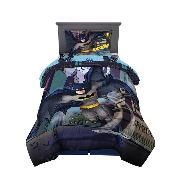 Juego de ropa de cama Franco Batman, tamaño doble, con edredón y sábanas