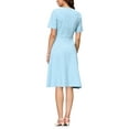 thumbnail image 3 of INSPIRE CHIC Women's Tweed Trim Dress with Pockets V Neck Short Sleeve A-Line Dress M Blue, 3 of 5