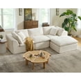 thumbnail image 3 of 4-Seat L-Shape Modular Sectional Sofa with Ottoman, Boneless Cloud Design, No-Assembly Living Room Couch, 110" Wide, White, 3 of 12