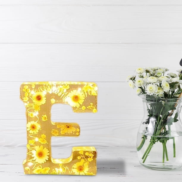 Flower Night Light Flower Letter Resin Home Decoration Gift