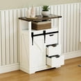 thumbnail image 1 of Historyli Mueble de baño de suelo, con puerta corrediza y 3 cajones, color blanco, 1 of 7