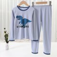thumbnail image 2 of TOWED22 Outfit for Toddler Boys Long Sleeve Print Crewneck Top Elastic Waist Pants 2 Piece Casual Winter Clothing Set(Light Blue,5-6 Y), 2 of 6