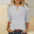 thumbnail image 2 of Fouhkni Womens Tops Half Sleeve Shirts Crew Neck Keyhole Loose Casual Blouses Solid Color T Shirts, 2 of 6