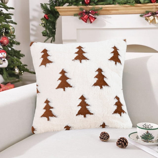 xihome Funda de cojn navideña cuadrada de 45 x 45 cm (17,72 x 17,72 pulgadas) de polister con cremallera oculta para sof o cama, ideal para la decoracin del hogar en la sala de estar.