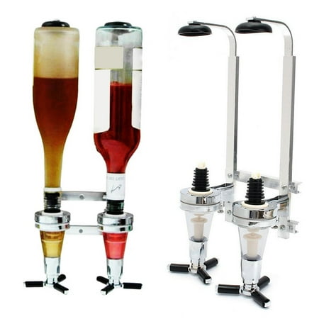 

25/30/45ml Wall Mounted Stand 2 Bottle Wine Beer Dispenser Home Bar Pourer Rack