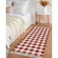 thumbnail image 3 of Farmhouse Buffalo Plaid Entryway Runner Rug 2x4ft, Red White Checkered Washable Woven Living Room Hallway Bedroom Kitchen Carpet with Tassels, Non-Shedding Indoor Outdoor Throw Door Mat for Entryway, 3 of 5