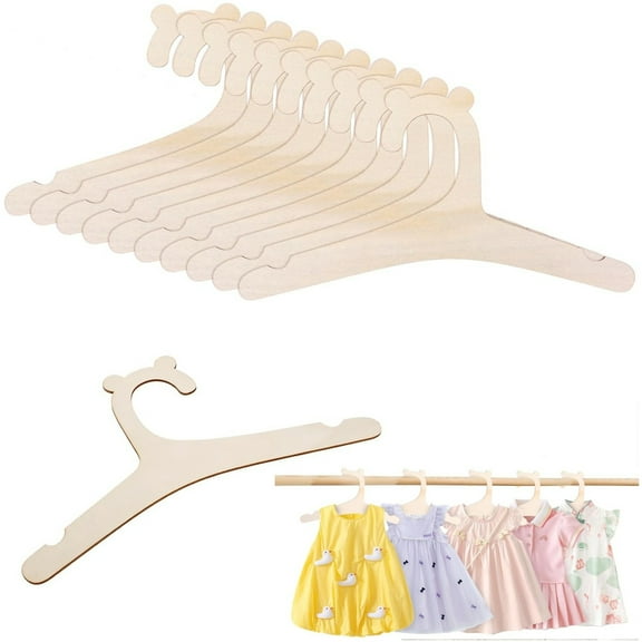 Topboutique Wooden Baby Hangers 10 Pcs Wood Toddler Hangers Children Clothes Hangers Non Slip Clothes Hanger Kids Hangers with Bear Ear for Pants Suits Jackets Skirt,9*4.8 inch