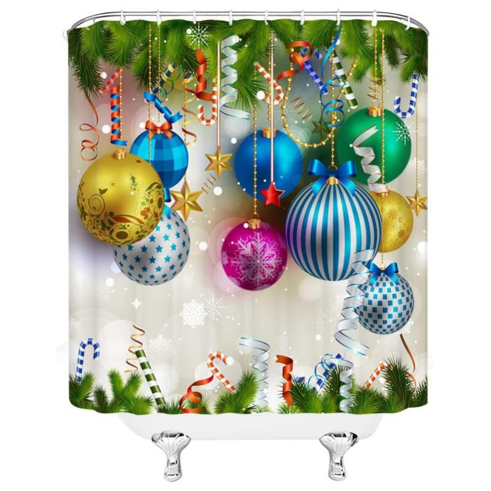 72X72" Colorful Christmas Ball Shower Curtain Liner Waterproof Bathroom Hooks 72X72" Colorful Christmas Ball Shower Curtain Liner Waterproof Bathroom Hooks
