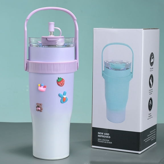 FORHVIPS 40 oz Tumbler with Handle and Flip Straw Lid,Leak Proof Vacuum Insulated Stainless Steel Travel Mug,Insulated Water Bottle for School,Home,Office,Outdoor,Fit in Car Cup Holder