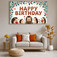 thumbnail image 3 of Floral Design Happy Birthday Party Hedgehog Banner Animal Theme for Kids Party Event Celebration Indoor Decoration, 3 of 7