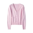thumbnail image 1 of MAWCLOS Ladies Cardigan Sweater Long Sleeve Outwear V Neck Coat Soft Travel Button Down Jacket Bright Pink XL, 1 of 2
