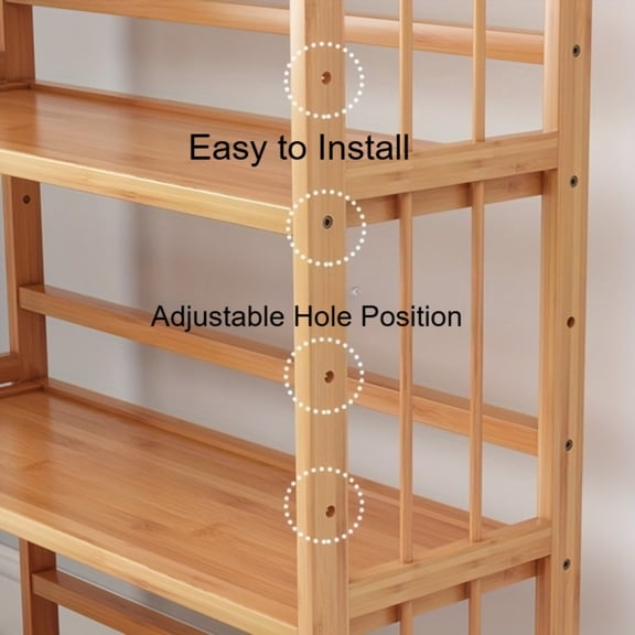 5-Tier Portable Bamboo Bookshelf, Multipurpose Storage Display Shelf for Home, Office, Living Spaces, Bamboo Wood, Light Wood Finish, Nordic Minimalist, Vertical Display - Space-Saving, Easy Assembly