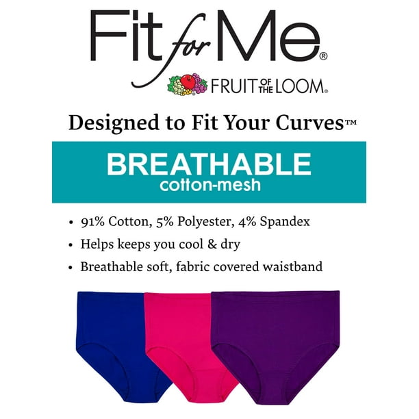 Femmes Fruit Of The Loom 6DBCBRP Fit For Me Coton Maille Culotte Courte - 6 Pack (Assorti 11)