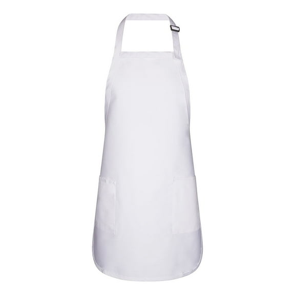 Linteum Textile (2- Pack 30x21 in, White) Two-Pocket TWILL BIB APRON with Adjustable Neck Strap