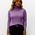 thumbnail image 5 of Women's Fashionable Solid Color High Neck Long Sleeved Sweater Pullover Sweater Top for Fall Winter Comfortable Everyday Fashion,Light Purple,XL, 5 of 7