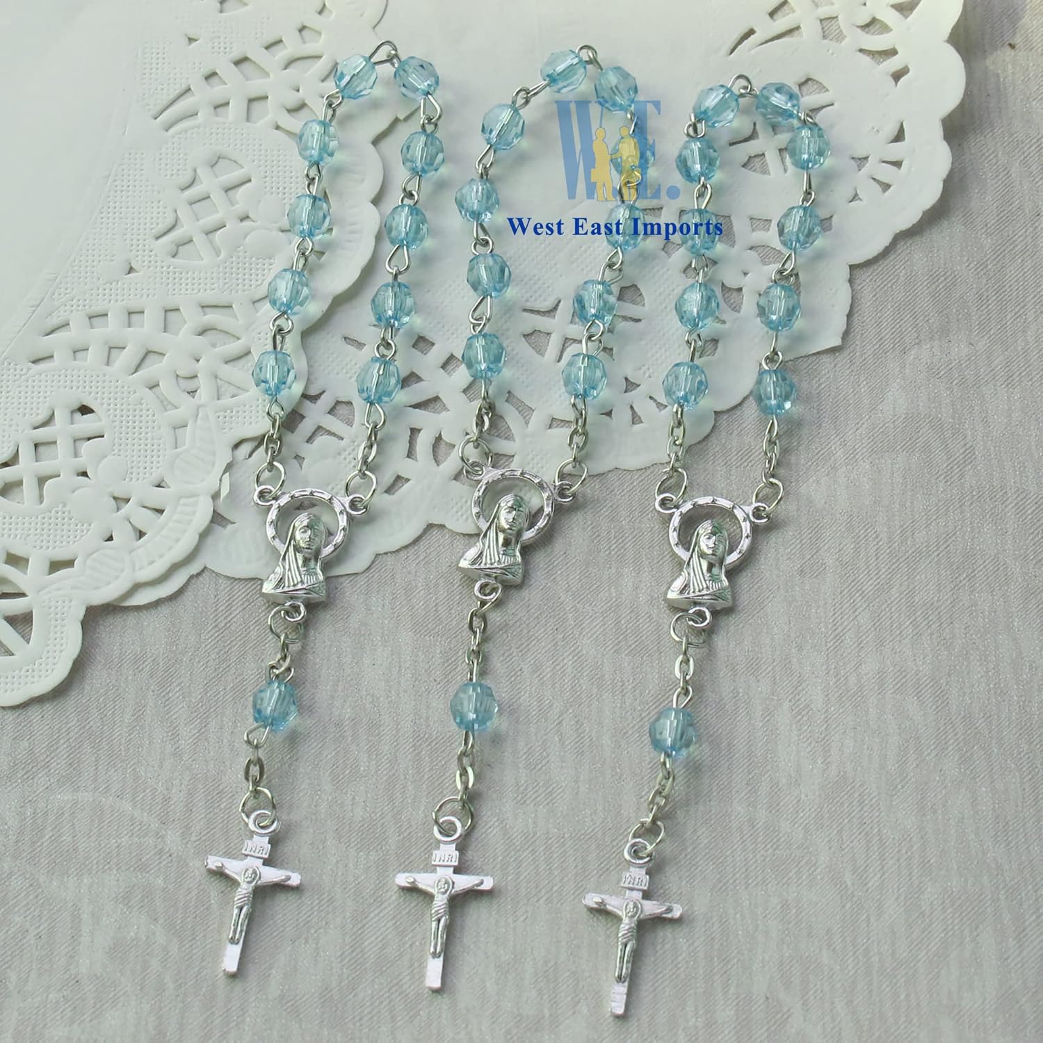 Acrylic Mini Rosary Favor for Boy Blue (24 PCS) - Baptism Communion Recuerditos De Bautismo Christening, Decenarios,