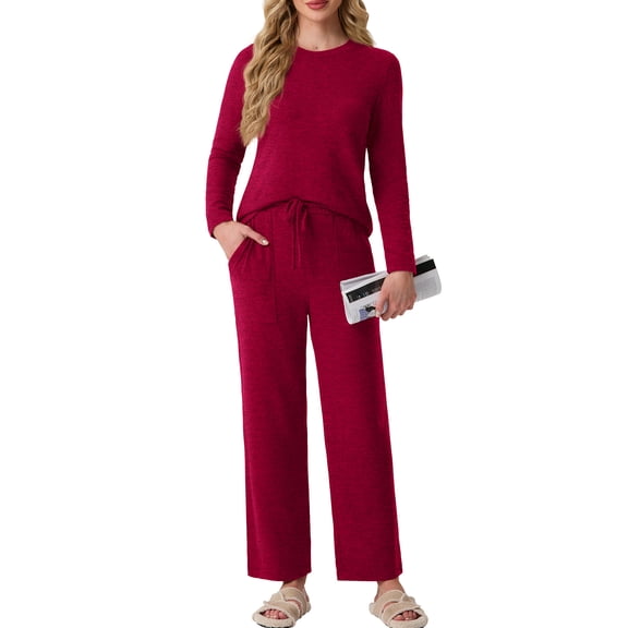 Cueply 2 Piece Sets for Women Outfits Casual Long Sleeve Lounge Matching Sets Clothing with Pockets