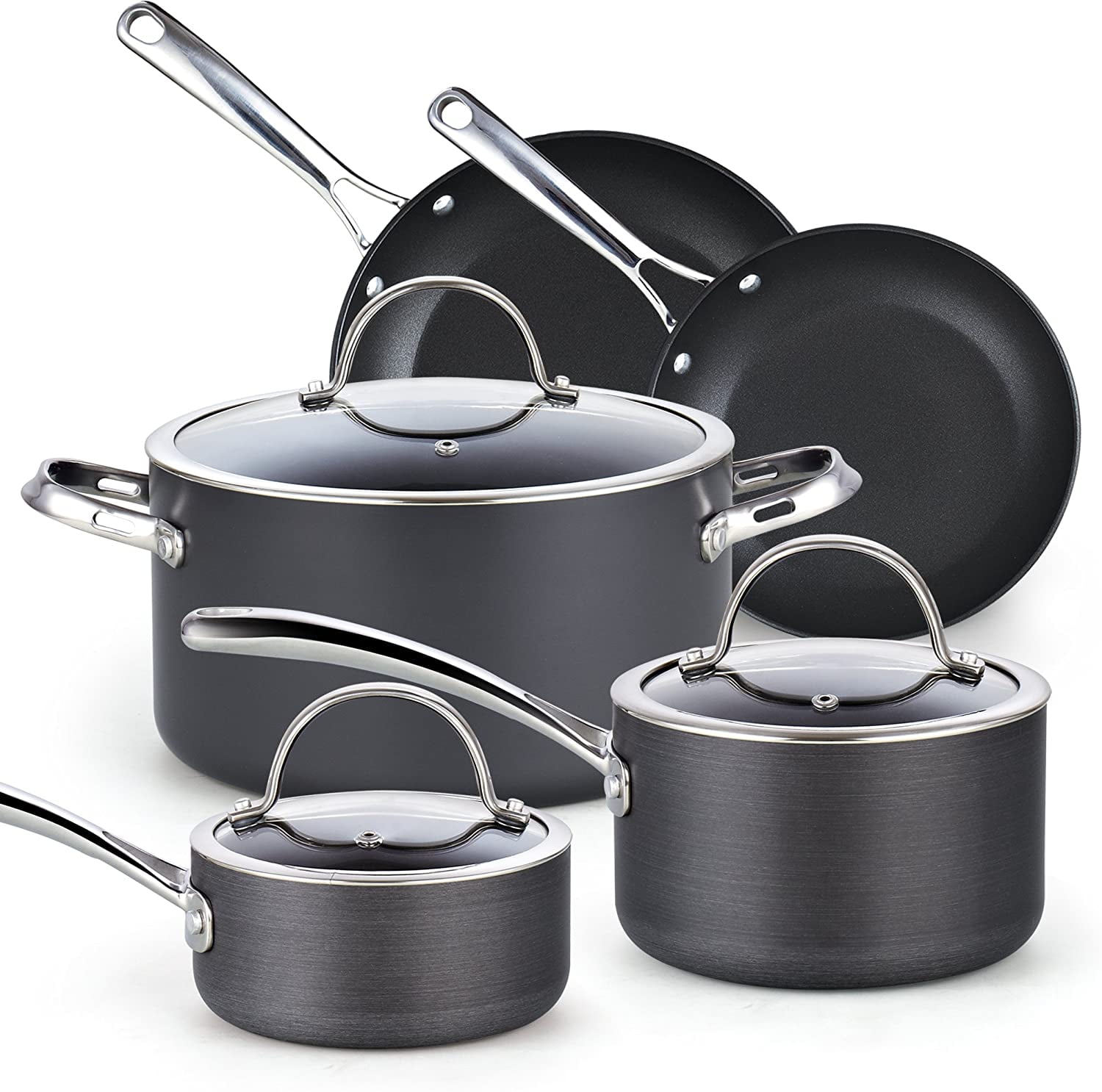 Cooks Standard Nonstick Hard Anodized Cookware Set 8 Piece Black for sale online 