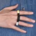 thumbnail image 4 of Anillos de acero inoxidable cuadrados estilo hip hop punk, color negro, dorado y plateado, accesorios de joyería impermeables para hombres, regalos., 4 of 4