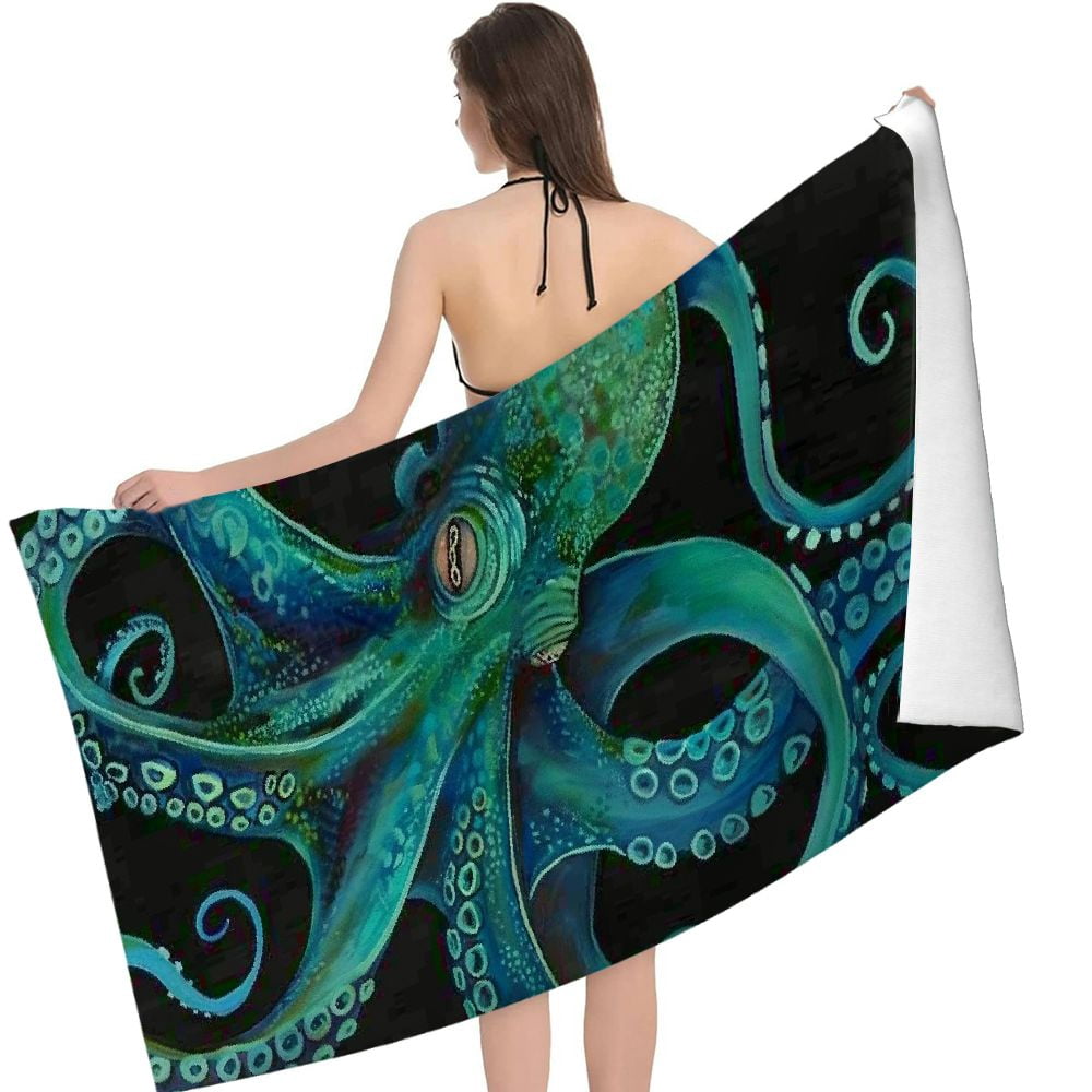 PHYHOO Octopuses Microfiber Beach Towel, Large Oversized Beach Towel Lightweight Quick Dry Soft Absorbent Bath Towel, Sand Free Towel for Swimming Travel Sports 30x60in