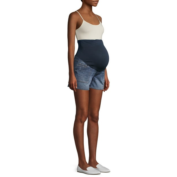 Time and Tru Time and Tru Maternity Jean Shorts with Full Panel