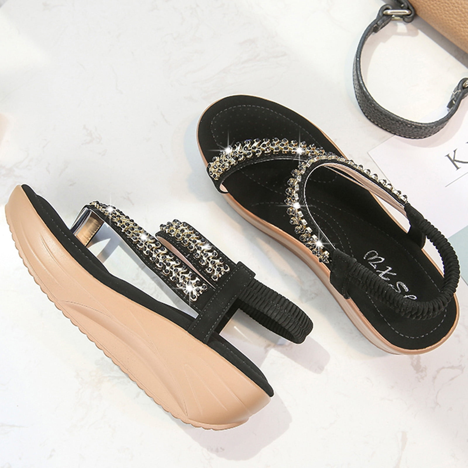 Black slip on sandal deals