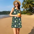 thumbnail image 3 of Fuzoiu Green Frogs Print Women's Sleeveless Dress,Summer Dresses for Women,Casual Sundresses,Beach Sleeveless T-shirt Swing Dress with Pockets, 3 of 7