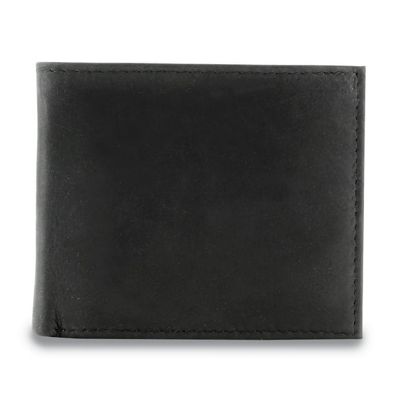 Black Leather Bi-fold Wallet w/Card Holder Flaps GM17693