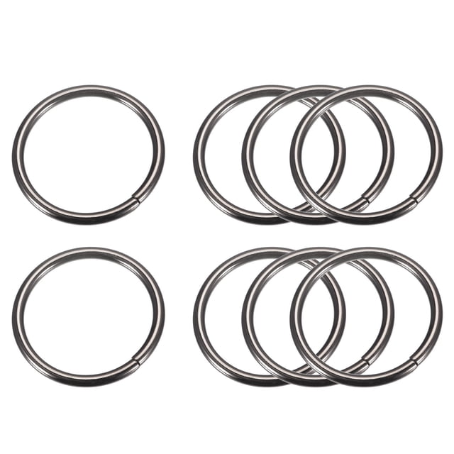 Unique Bargains Metal O Rings, 8 Pack 38mm(1.5') ID 3.8mm Thick Non-Welded O-Rings, Black