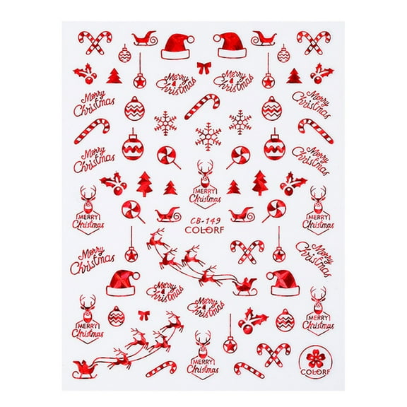 Tkrady Christmas Nail Stickers Snowman Santa Doodle Fun Stickers Abstract Nail Decals 3D Self Adhesive Nail Art Design Xmas Nail Decals