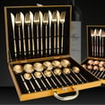 thumbnail image 4 of Yeacher 24Pcs Dinnerware Set With Gift Box Stainless Steel Kitchen Cutlery Set Knife Fork Spoon, 4 of 8