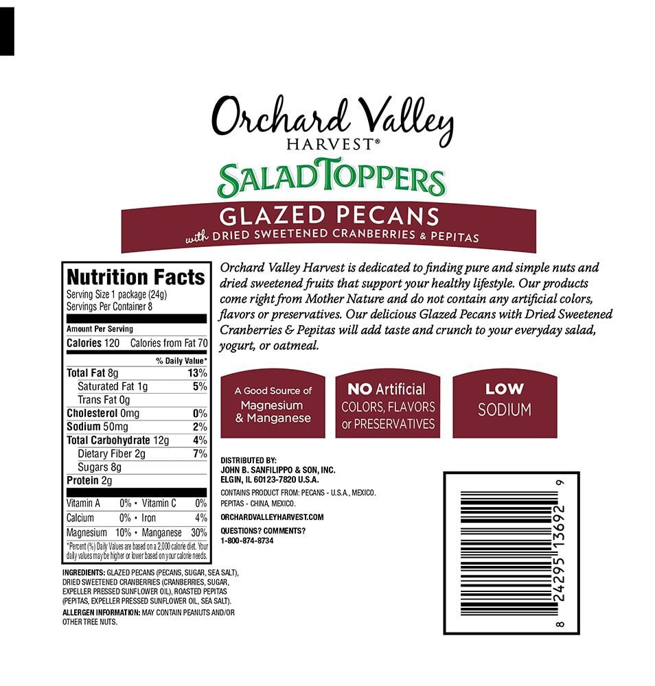 Orchard Valley Harvest Glazed Pecans, 0.85 oz (Pack of 8)